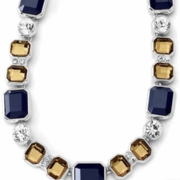 Lia Sophia Drama Club Blue Yellow Rhinestone Silver Tone Necklace Earring Set - Picture 13 of 14